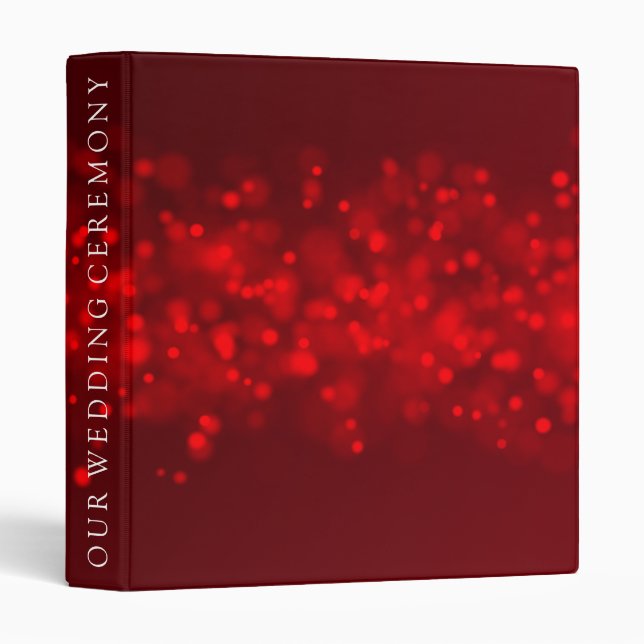 Red Dusk Glitter Personalized Christmas  3 Ring Binder (Front/Spine)