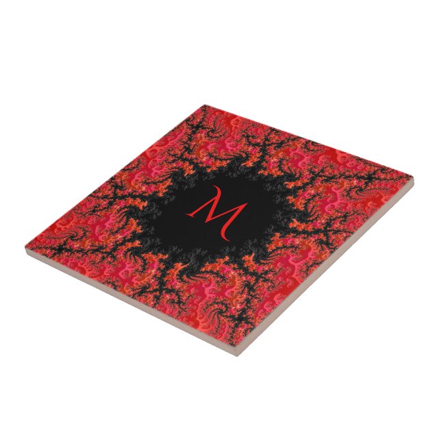 Red Dwarf Dynasty Fancy Fractal Abstract Monogram Ceramic Tile (Side)