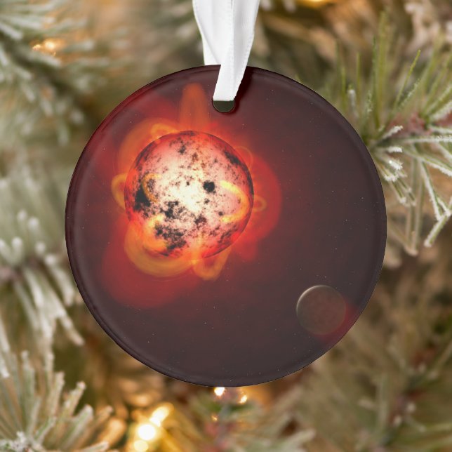 Red Dwarf Star Orbited By A Hypothetical Exoplanet Ornament (Tree)