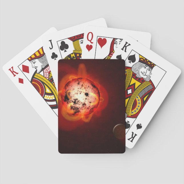 Red Dwarf Star Orbited By A Hypothetical Exoplanet Poker Cards (Back)