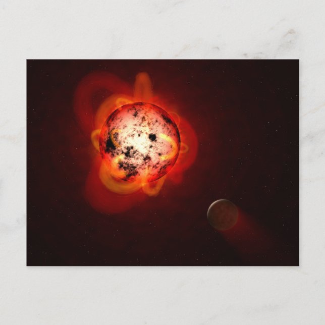 Red Dwarf Star Orbited By A Hypothetical Exoplanet Postcard (Front)