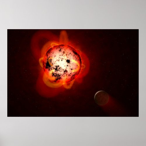 Red Dwarf Star Orbited By A Hypothetical Exoplanet Poster