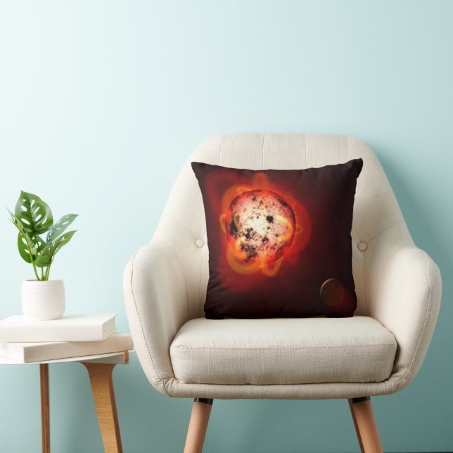 Red Dwarf Star Orbited By A Hypothetical Exoplanet Throw Pillow (Chair)