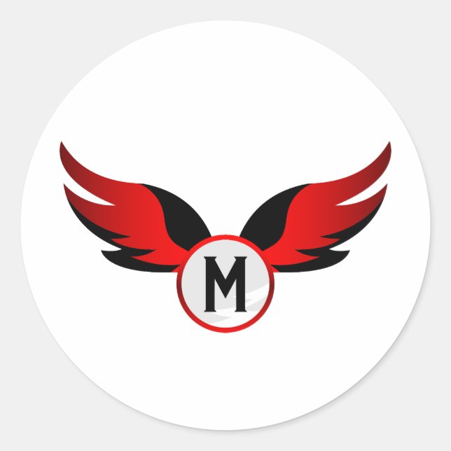 Red Eagle Winged with Personalized Name Classic Round Sticker (Front)