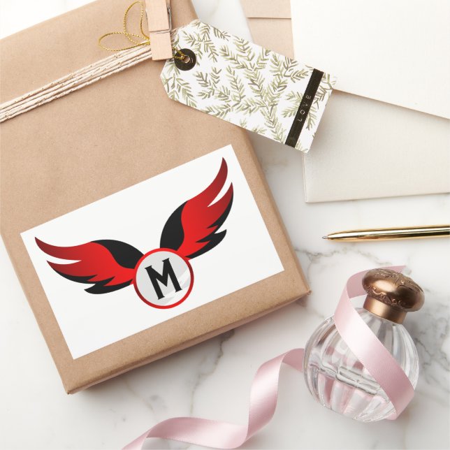 Red Eagle Winged with Personalized Name Rectangular Sticker (Gifting)