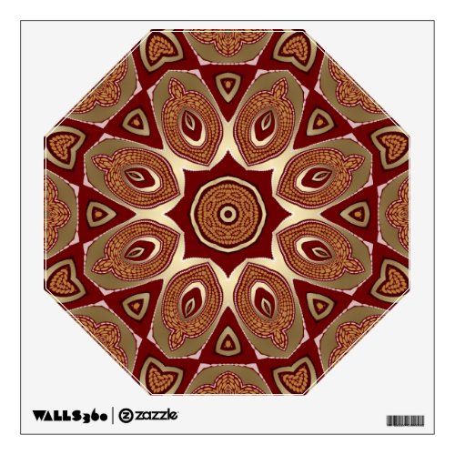 Red Earth Gold Tribal Geometry Hexagon Mandala Wall Sticker
