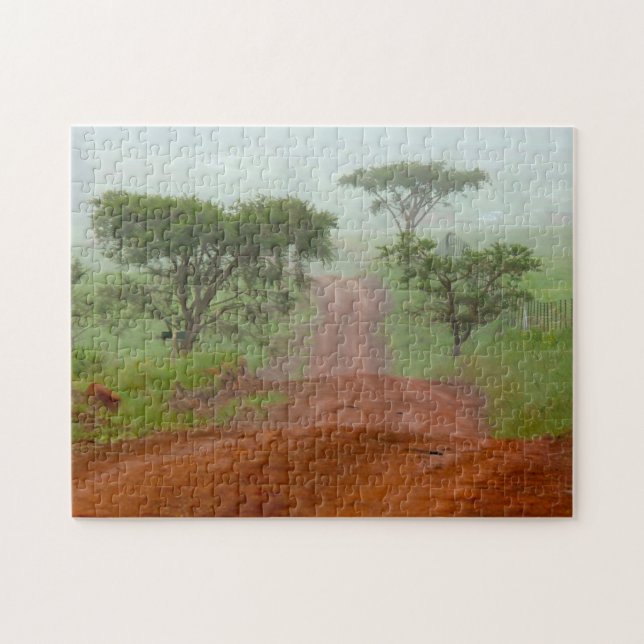 Red Earth Road Veldt Mist South Africa. Jigsaw Puzzle (Horizontal)
