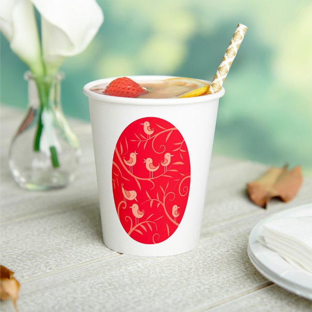 Red Easter Egg with Birds Pattern Paper Cups (Creator Uploaded)