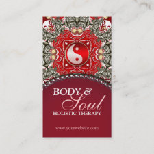 Red Eastern Batik New Age Yin Yang Business Card