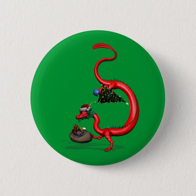 Red Eastern Dragon Button (Front)