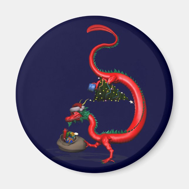 Red Eastern Dragon Magnet (Front)