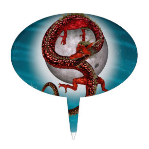 Red Eastern Dragon - Mythical Fantasy Creature Cake Topper