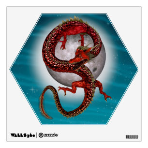 Red Eastern Dragon - Mythical Fantasy Creature Wall Decal