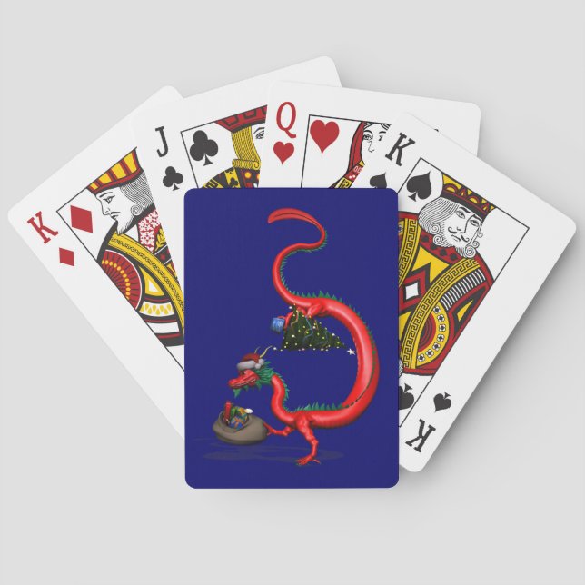 Red Eastern Dragon Poker Cards (Back)