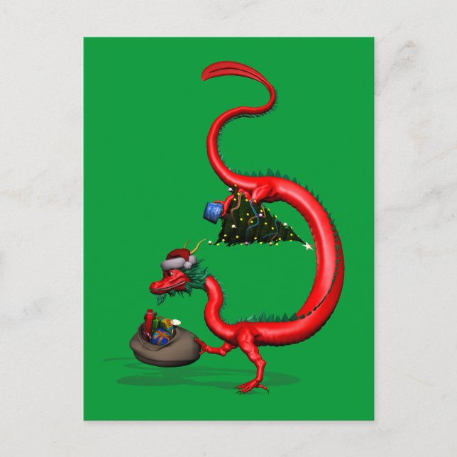 Red Eastern Dragon Postcard (Front)