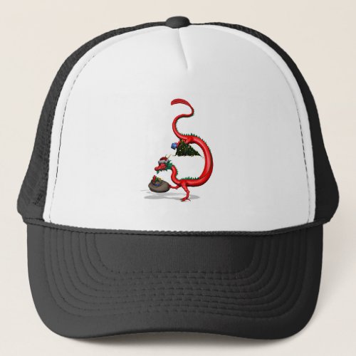 Red Eastern Dragon Trucker Hat