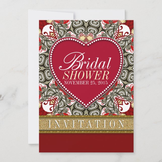 Red Eastern Love Bohemian Bridal Shower Party Invitation (Front)