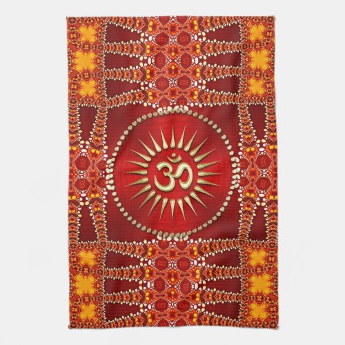 Red Eastern OM Meditation Yoga Home Decor Towel