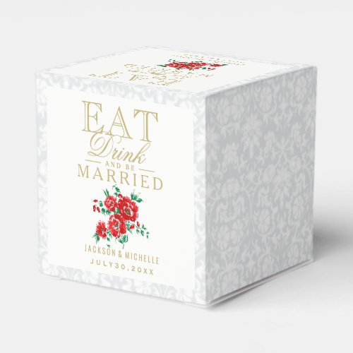 Red Eat Drink and Be Married Wedding Favor Boxes