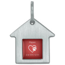 Red Eat Play Love Custom Dog Name ID Tag
