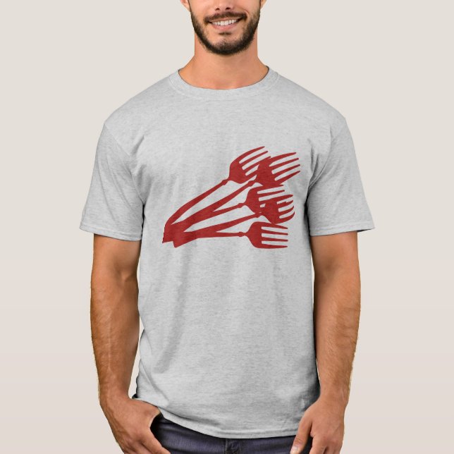 red eating dinner dining forks t-shirt apparel (Front)