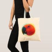 Red eclectus parrot realistic painting tote bag (Front (Product))