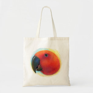 Red eclectus parrot realistic painting tote bag