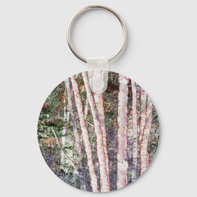 Red-Edged Trees Keychain (Front)