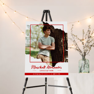 Red Edgy Abstract Torn Photo Graduation Foam Board