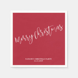 Red Editable Christmas Party Napkins