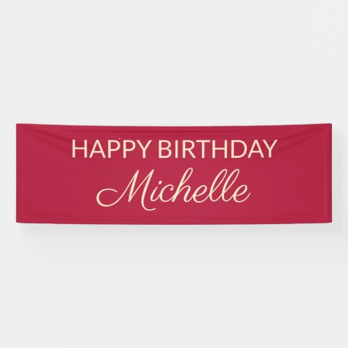 Red Editable Color Happy Birthday Name Banner