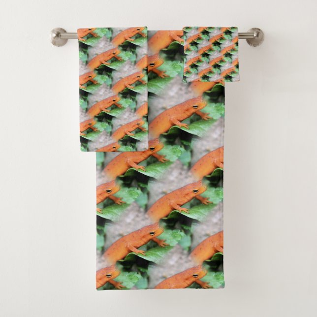 Red Eft Orange Salamander Animal Pattern     Bath Towel Set (Insitu)