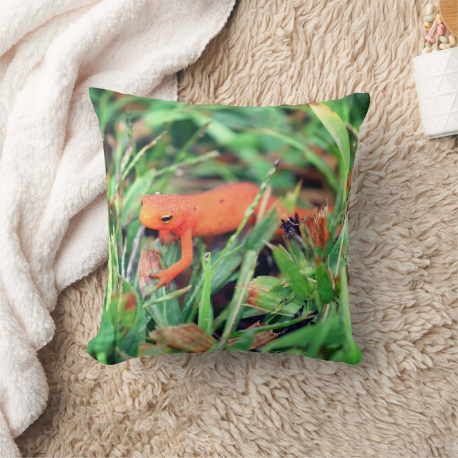 Red Eft Orange Salamander Nature 1  Throw Pillow (Blanket)