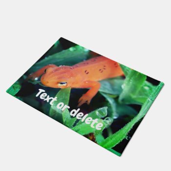 Red Eft Salamander Raindrop On Eye Personalized  Doormat by SmilinEyesTreasures at Zazzle