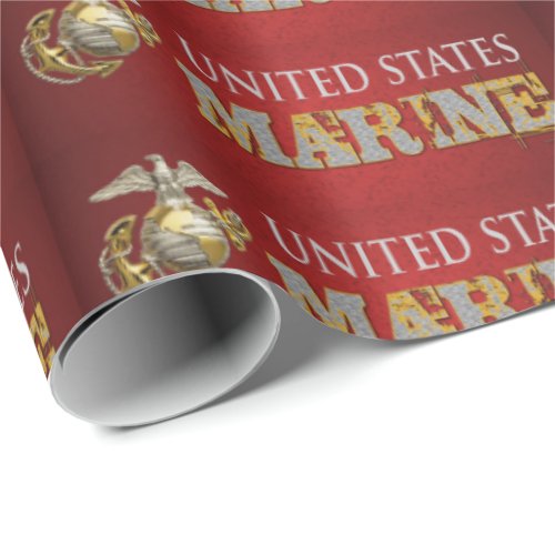 Red EGA United State Marine Corps Wrapping Paper