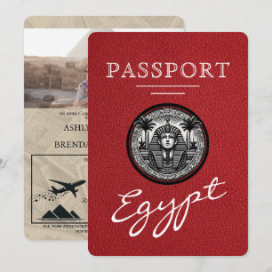 Red Egypt Passport Wedding Invitation