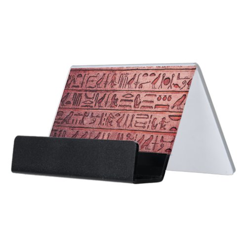 Red Egyptian Hieroglyphs Card Holder