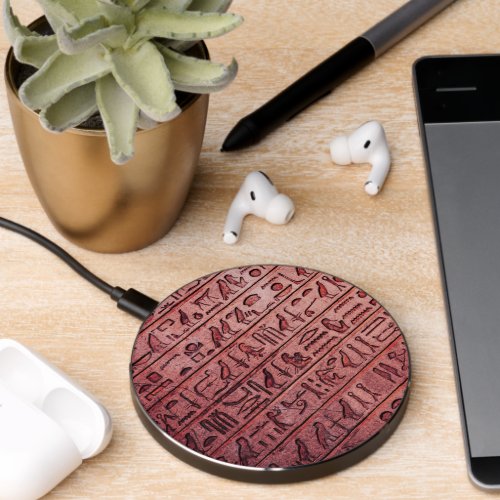 Red Egyptian Hieroglyphs Wireless Charger