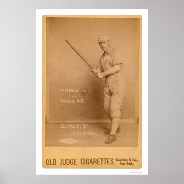 Red Ehret Baseball Card 1889 Poster (Front)