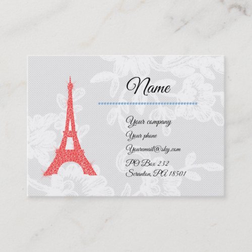 Red Eiffel Tower on Lace Business Card