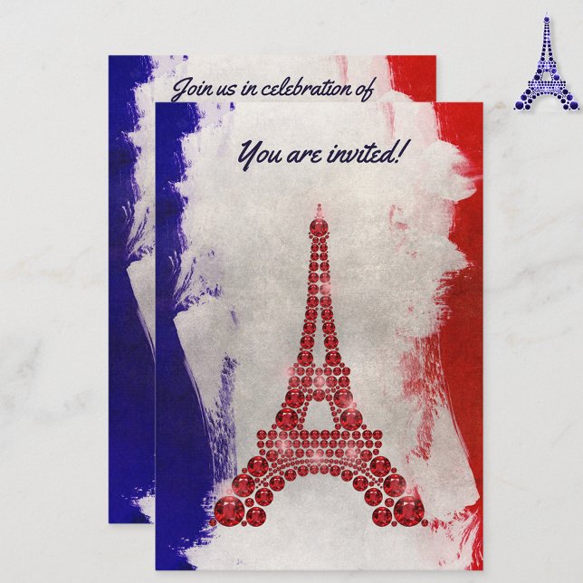 Red Eiffel Tower on tricolor Invitation (Creator Uploaded)
