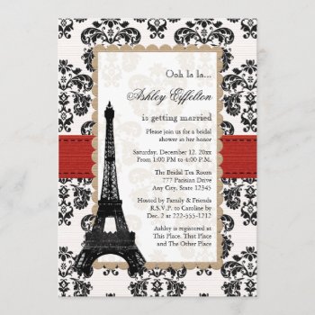 Red Eiffel Tower Parisian Bridal Shower Invitation by OccasionInvitations at Zazzle