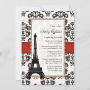 Red Eiffel Tower Parisian Bridal Shower Invitation at Zazzle
