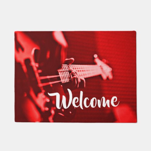 Red Electric Bass Guitar Player Doormat