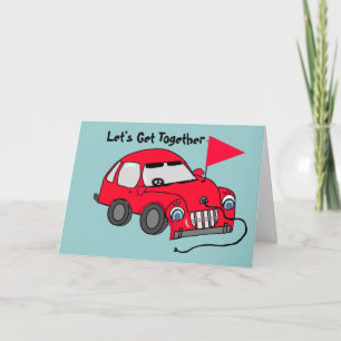 Red Electric Car Birthday Card