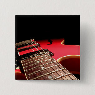 Red Electric Guitar Button