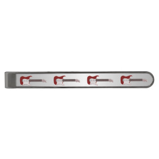 Red Electric Guitar Design Gunmetal Finish Tie Bar