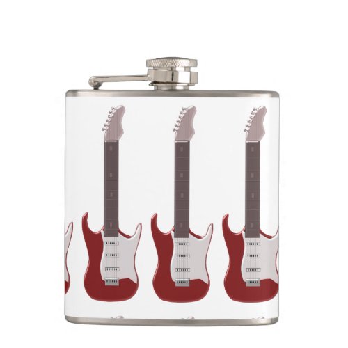 Red Electric Guitar Design Hip Flask