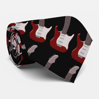Red Electric Guitar Design Neck Tie