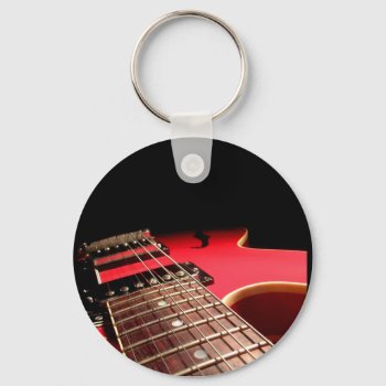 Red Electric Guitar Keychain by VoXeeD at Zazzle